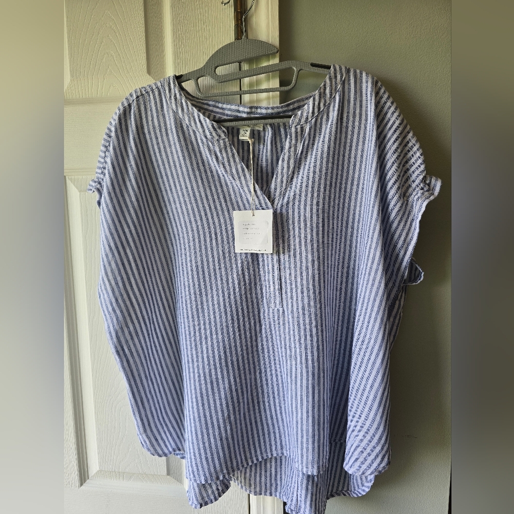 Beach Lunch Lounge Blue and White Striped Couve